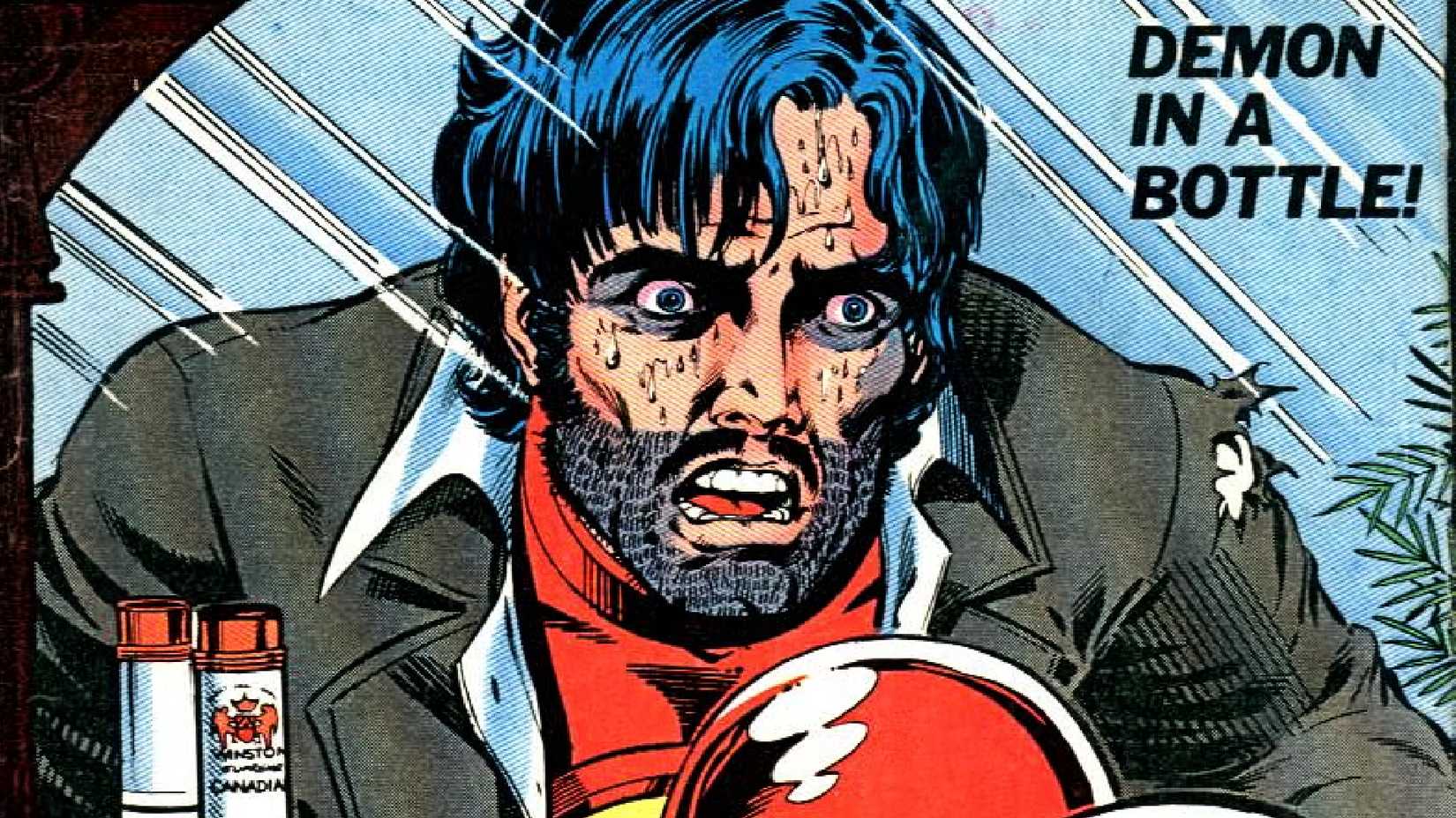 Tony Stark se regarde dans le miroir dans la couverture du scénario d'Iron Man Demon in a Bottle