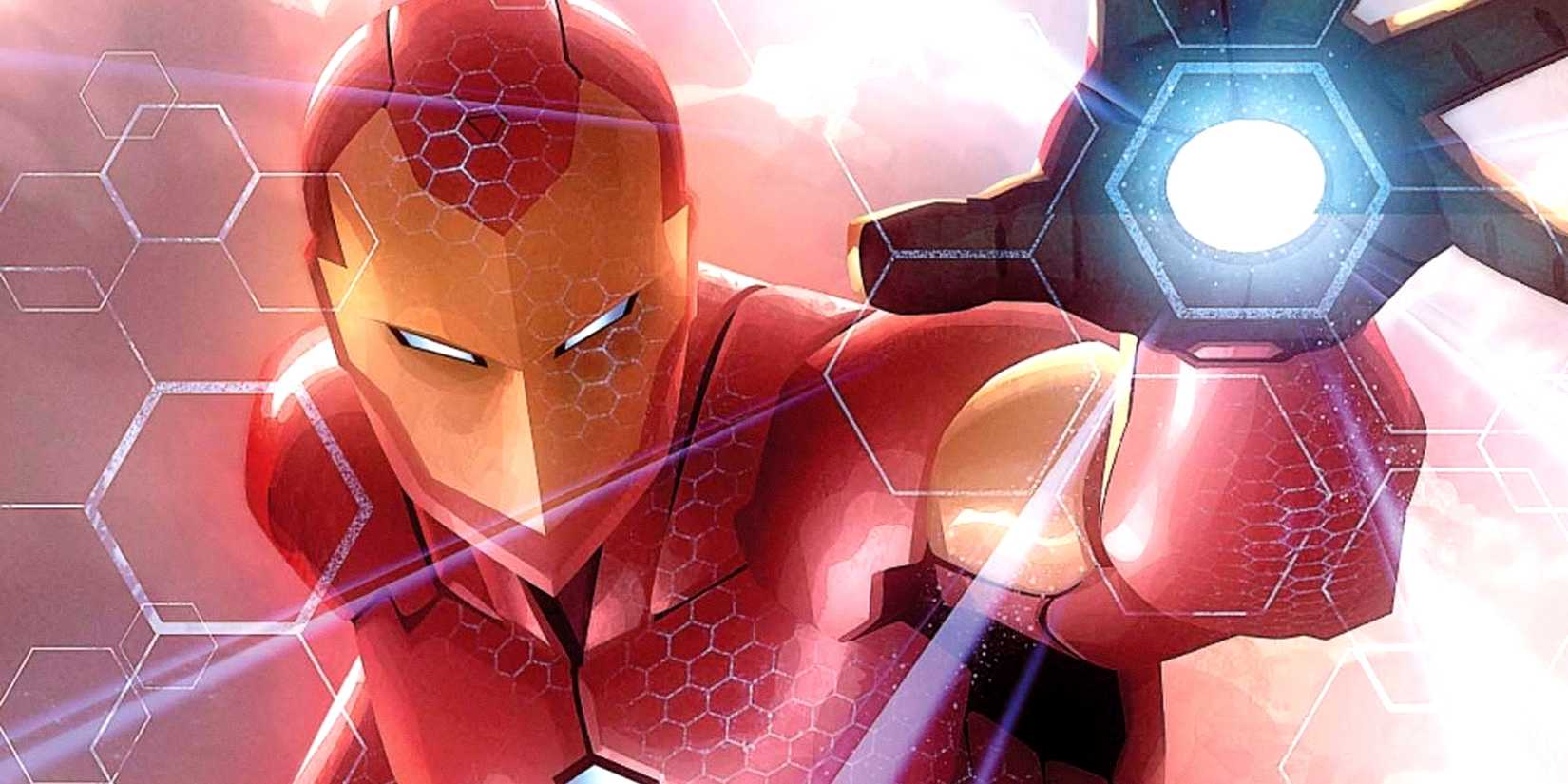 Tony Stark shoots a beam from his hand wearing his All-New Iron Man suit of armor