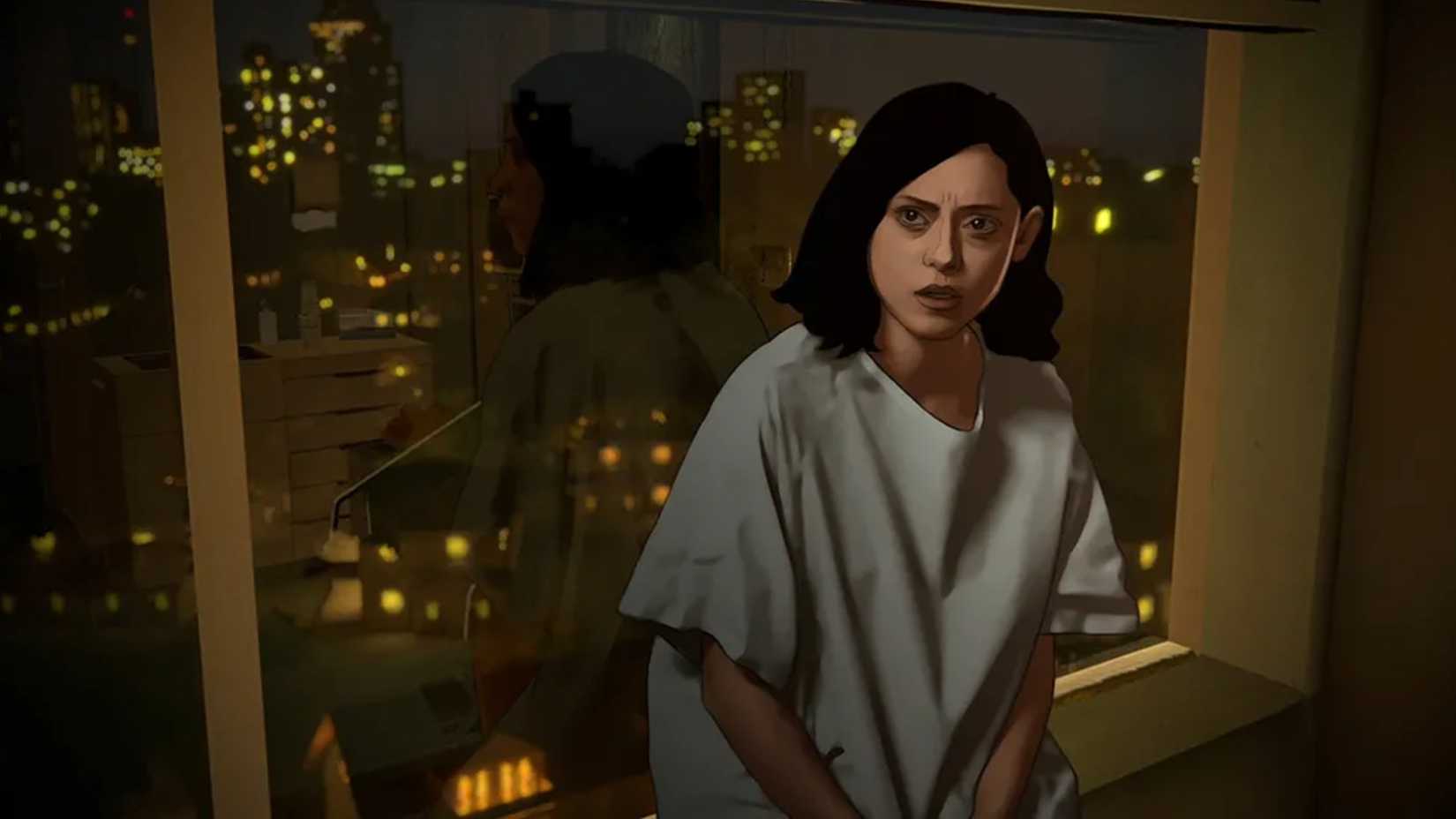 Rosa Salazar as Alma in front of a window in Prime Video's Undone