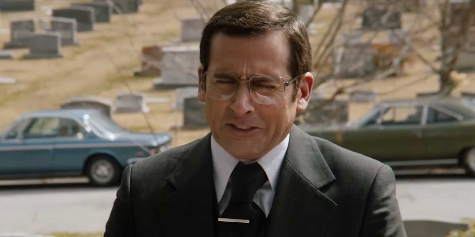 Brick crying at his own funeral while giving a speech about his "killer" in Anchorman 2: The Legend Continues .