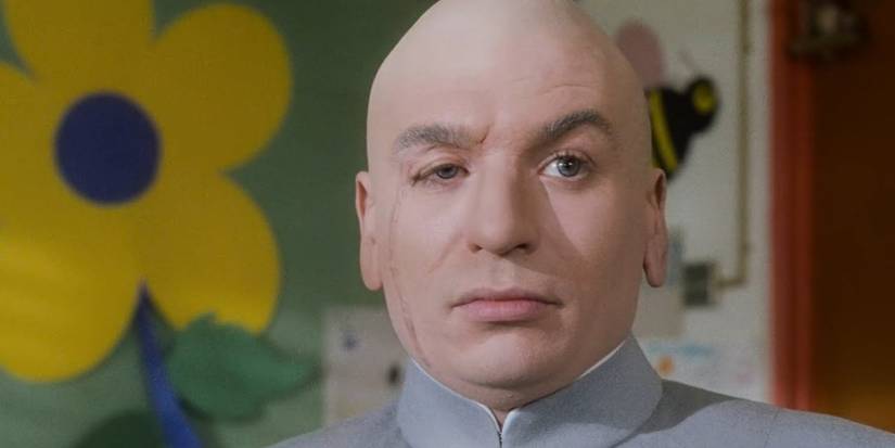 Dr. Evil looking ahead as he talks about his childhood to the psychologist in Austin Powers: International Man of Mystery.