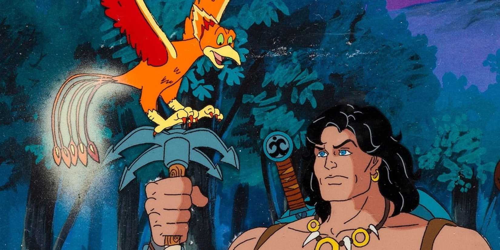 Needle landing on top of a weapon in Conan the Adventurer