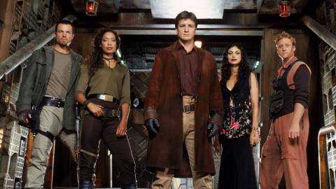 L-R: Jayne, Zoe, Mal, Inara, and Wash
