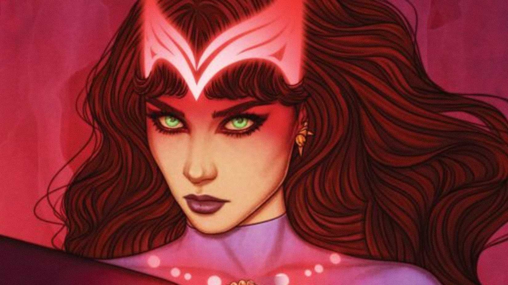 Wanda Maximoff aka Scarlet Witch casts red hexes as Marvel's new Sorcerer Supreme on a red background