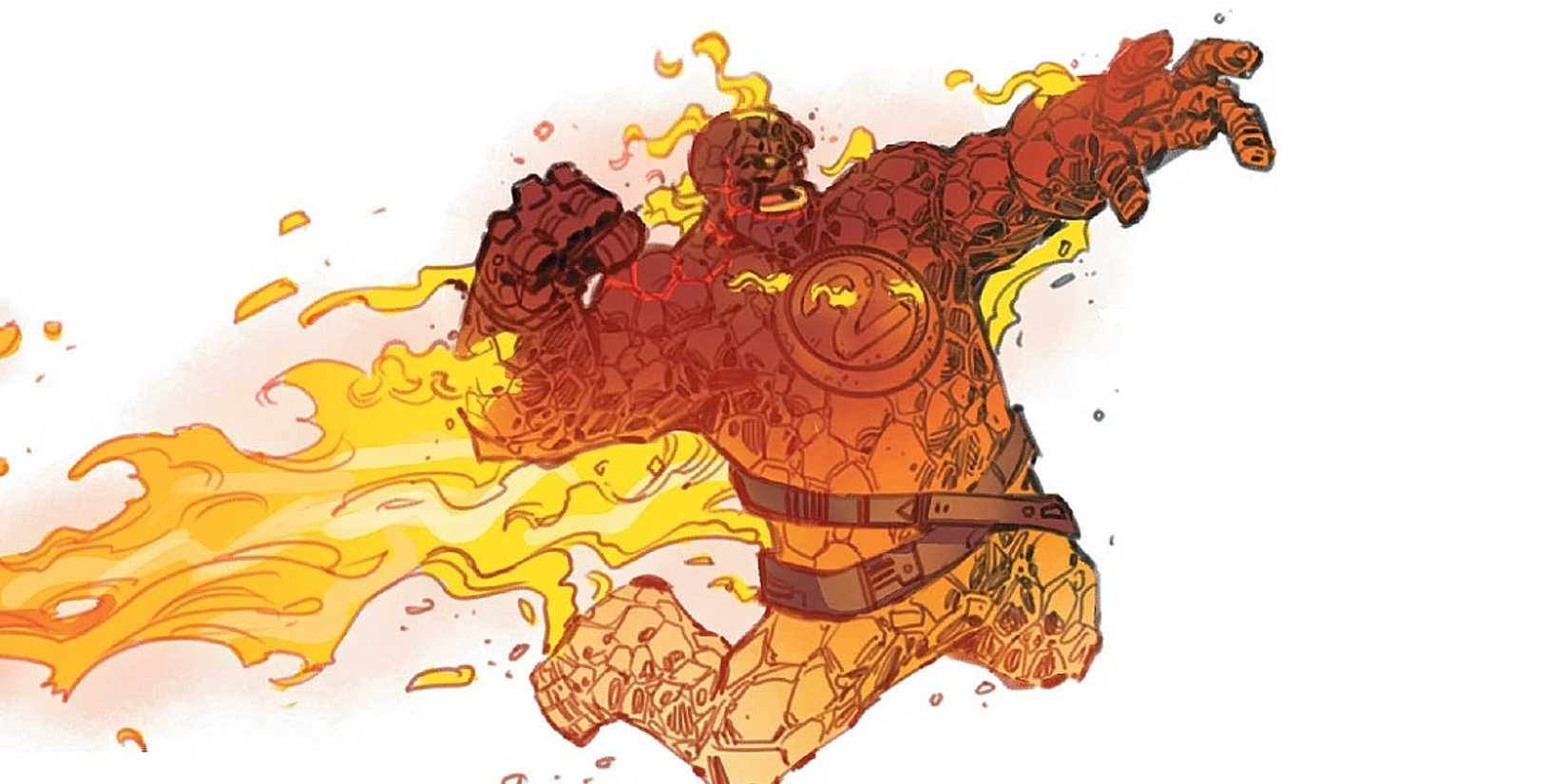 Warp World mash-up de Thing e Human Torch, Hot Rocks, entrando em ação