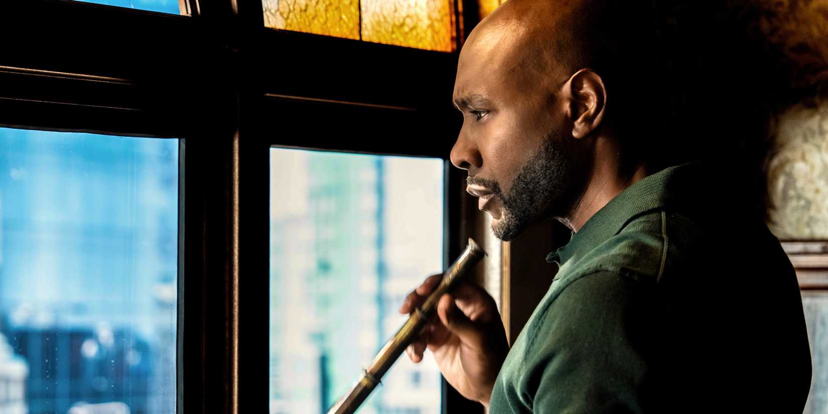 Watson looking out window