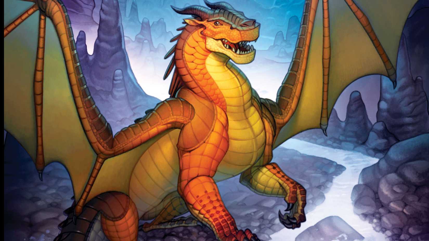 Um dragão em uma caverna na série Wings of Fire