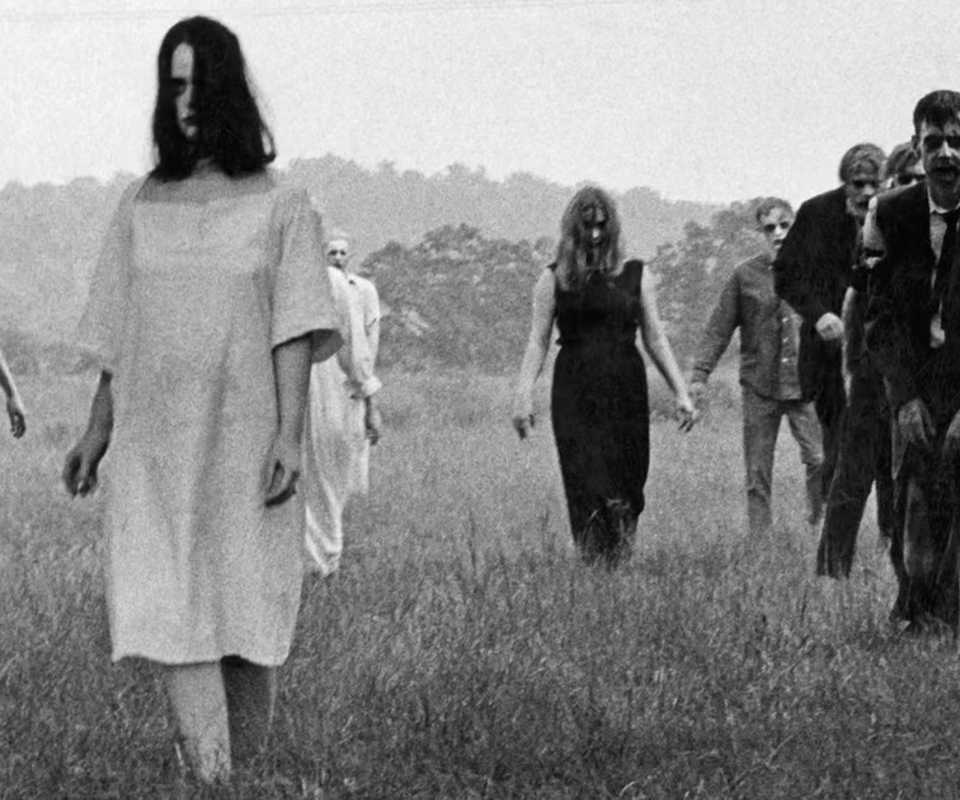 A horde of zombies in Night of the Living Dead