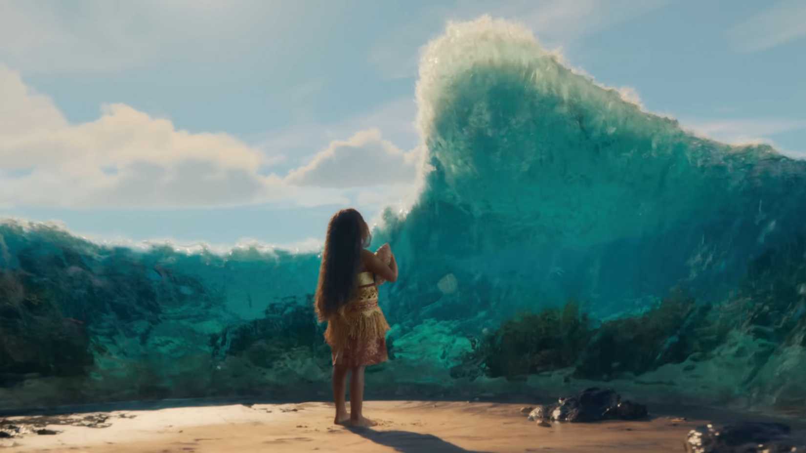 Moana jovem encontra o oceano em Moana 2026