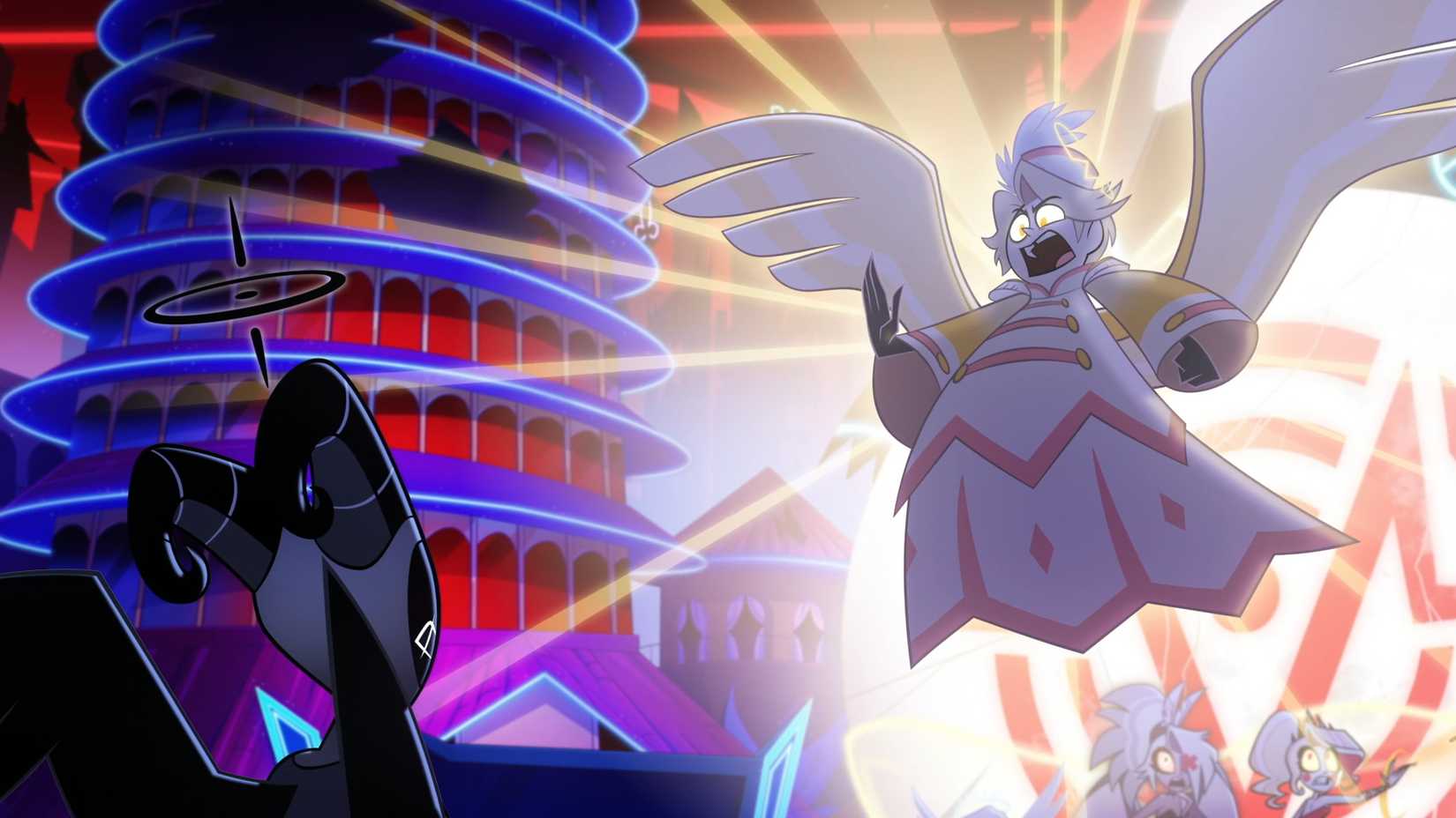 Abel paira com um brilho atrás dele em Hazbin Hotel temporada 2