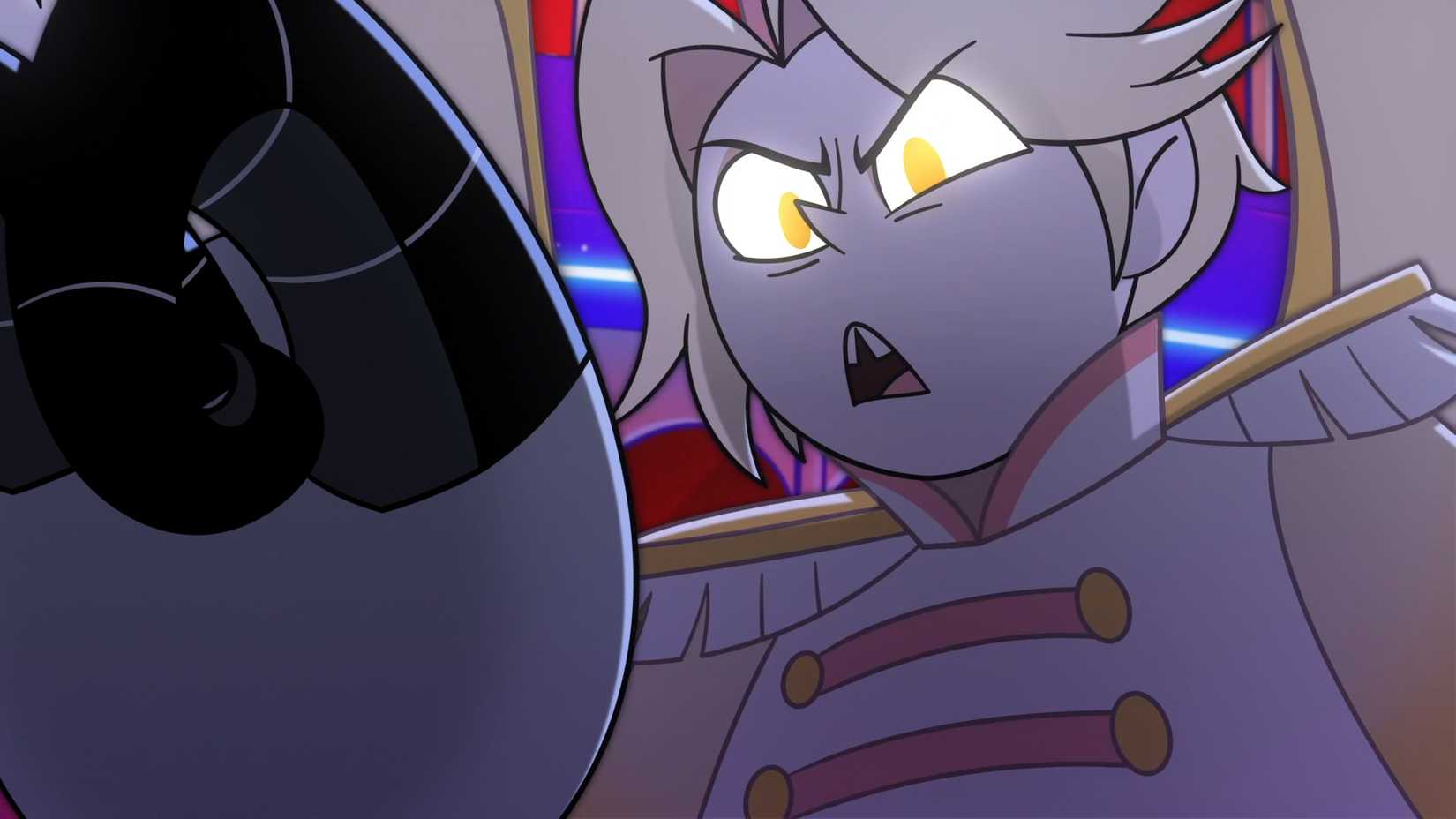 Abel com raiva de Lute em Hazbin Hotel temporada 2