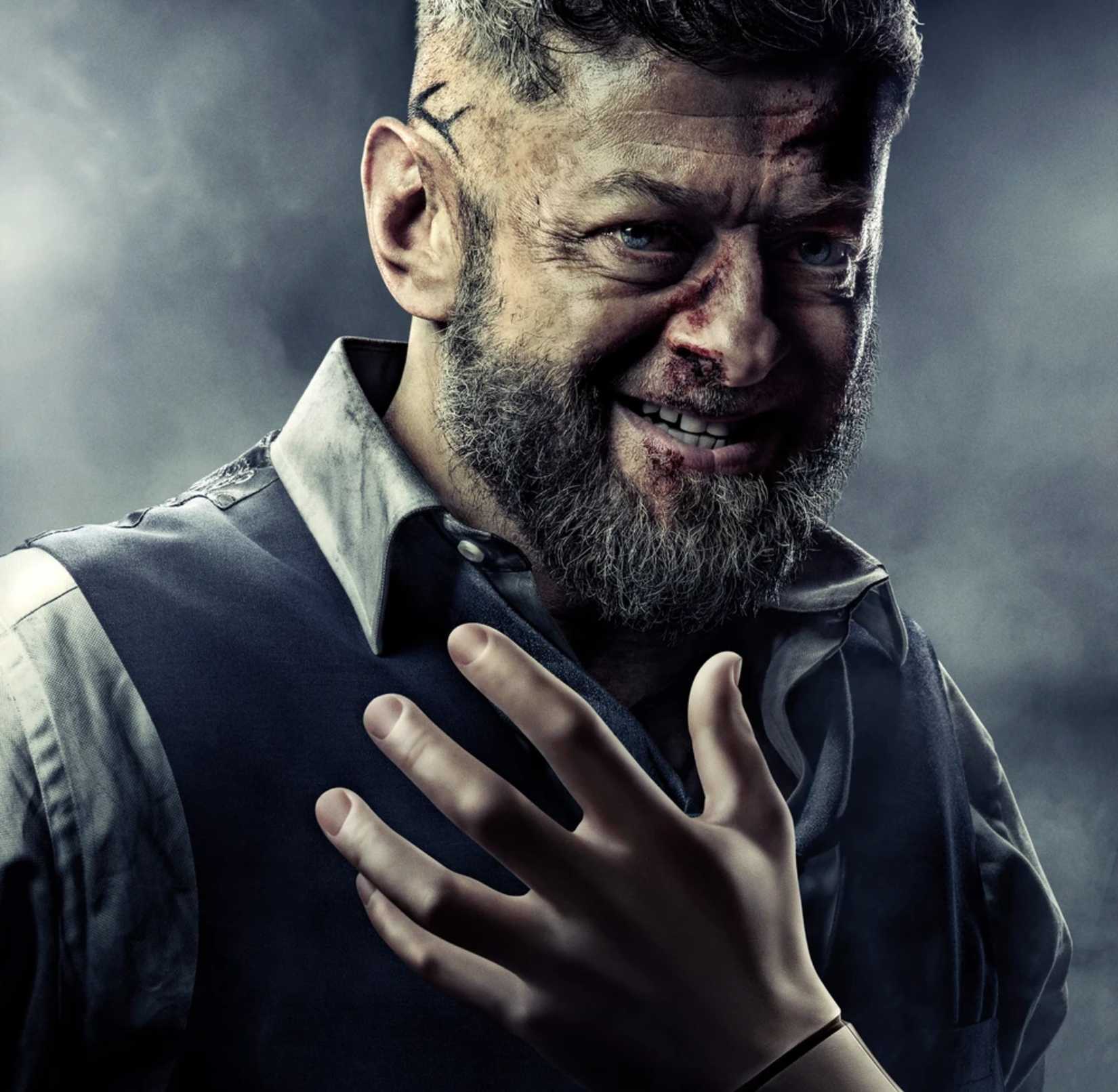 andy serkis' mcu villain ulysses klaue brandishing his arm gun