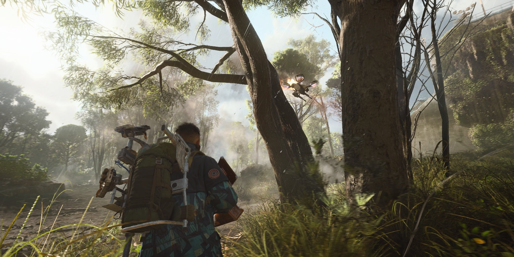 ARC Raiders Character Running Through a Forest