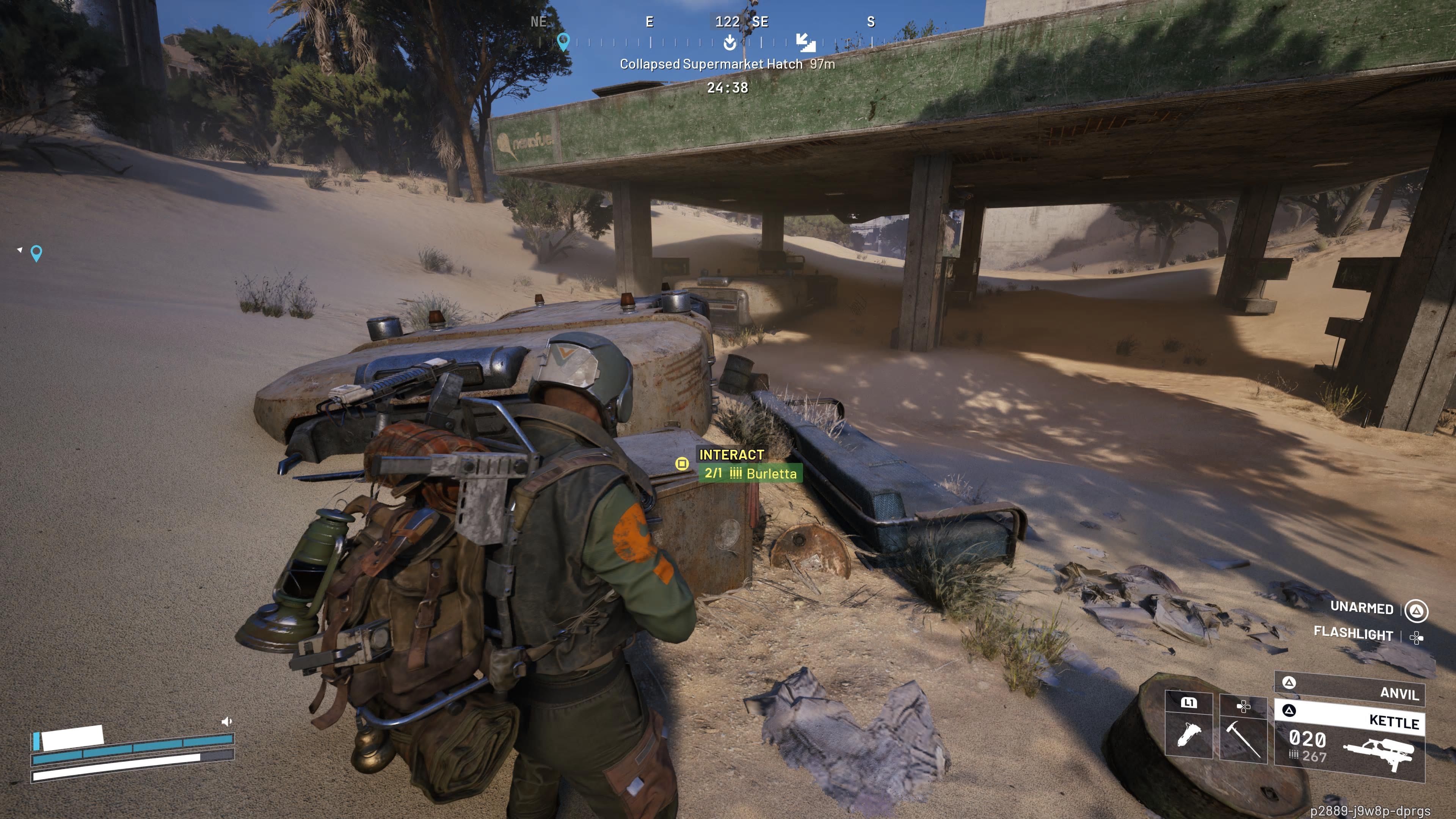 Screenshot di ARC Raiders che mostra il nascondiglio delle armi per la missione 'Industrial Espionage'