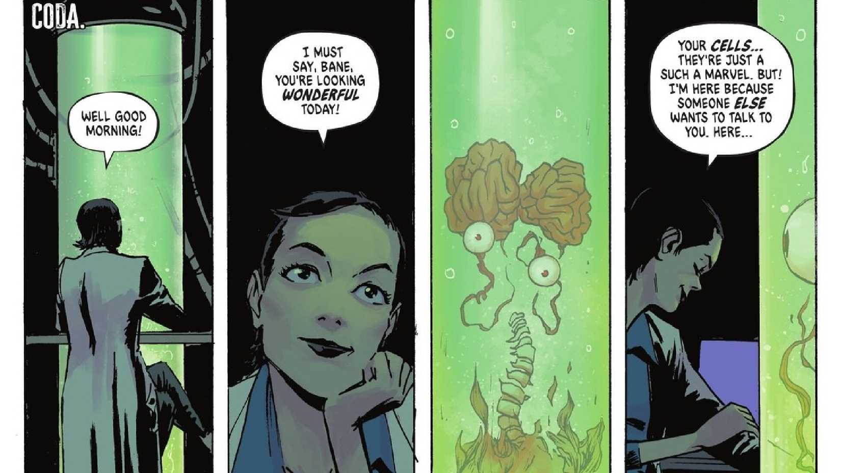 Bane's brain and eyes heal floating inside a tank in Absolute Batman #14