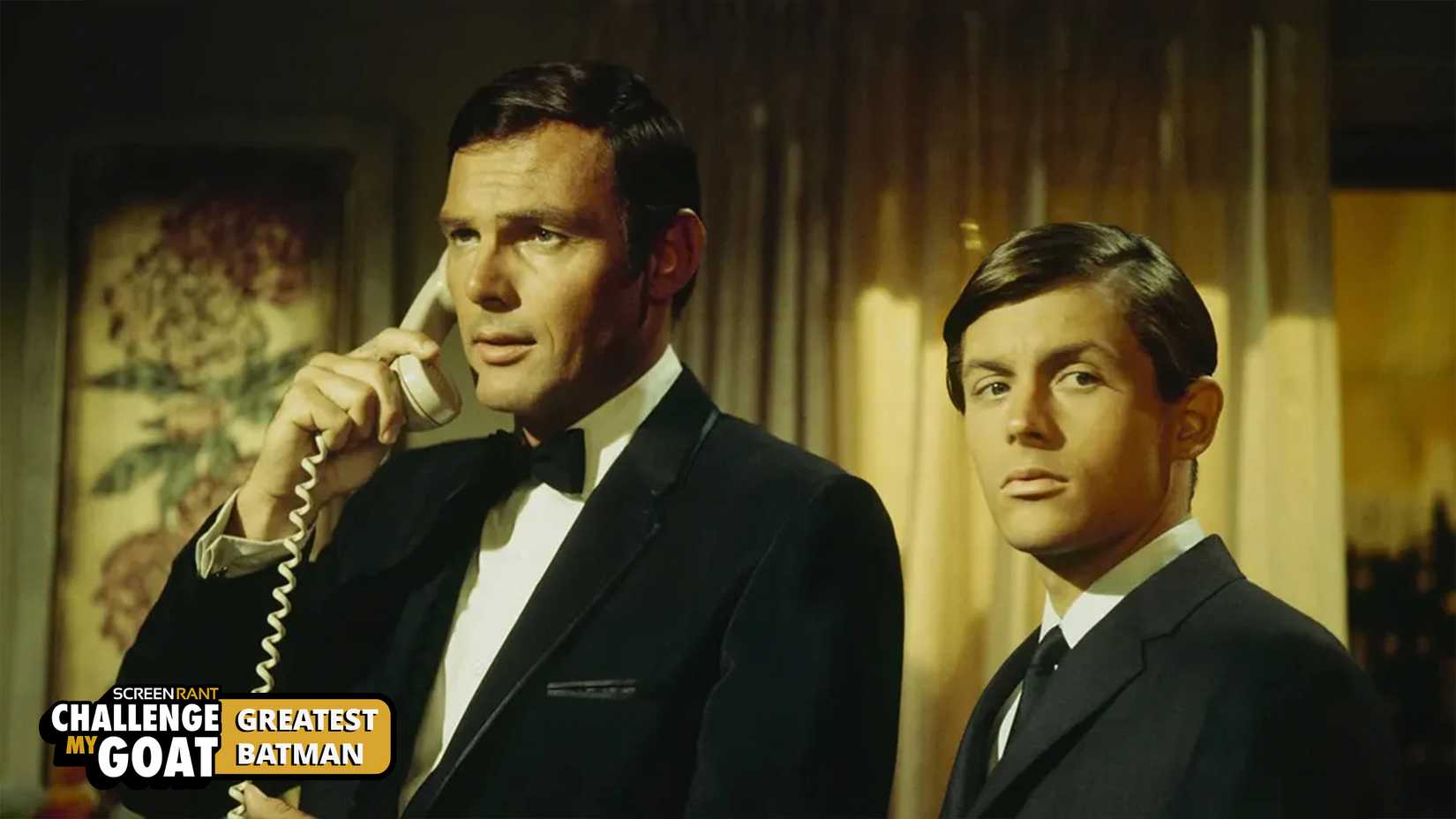 Adam West as Bruce Wayne and Burt Ward as Robin in the 1960s Batman TV show.