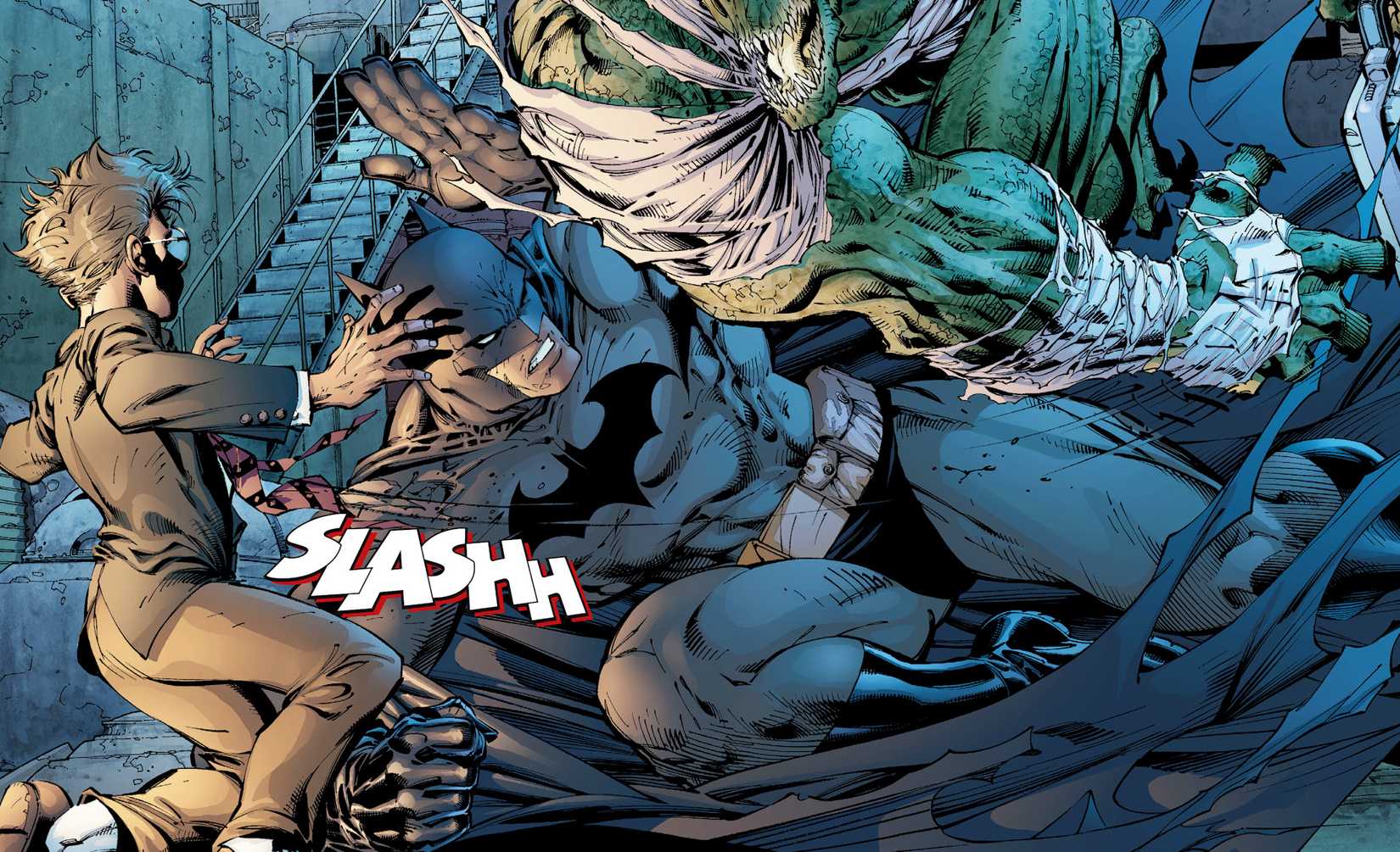 Batman Fights Killer Croc in Hush Comic Art