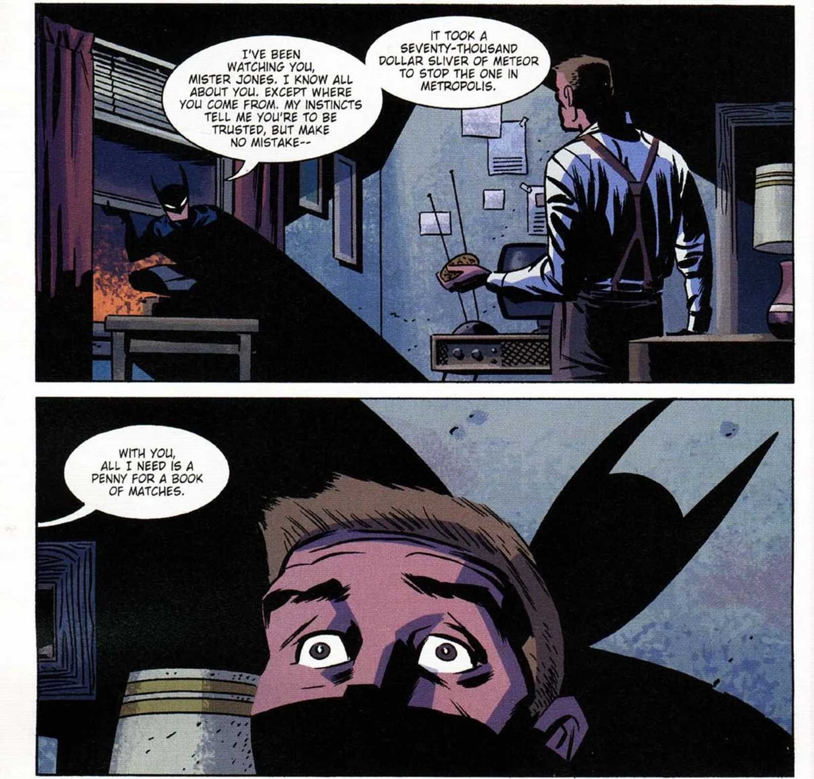 batman intimidates martian manhunter in dc new frontier