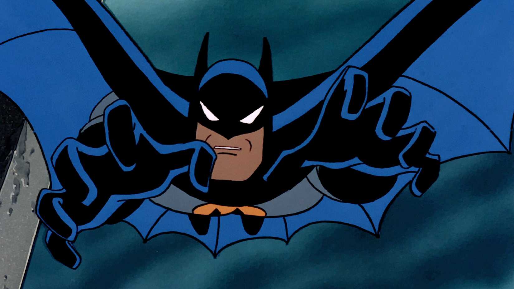 batman leaping at the screen in batman the animated series