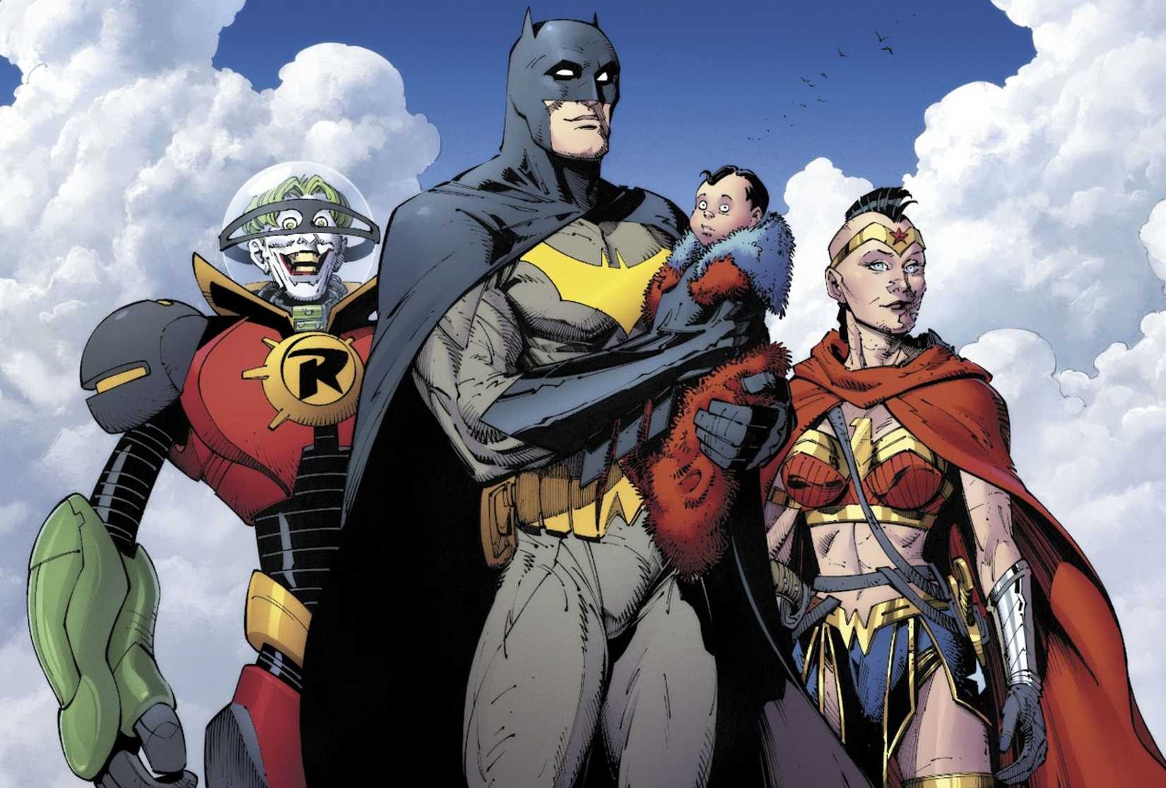 batman, wonder woman and joker in the last knight on earth