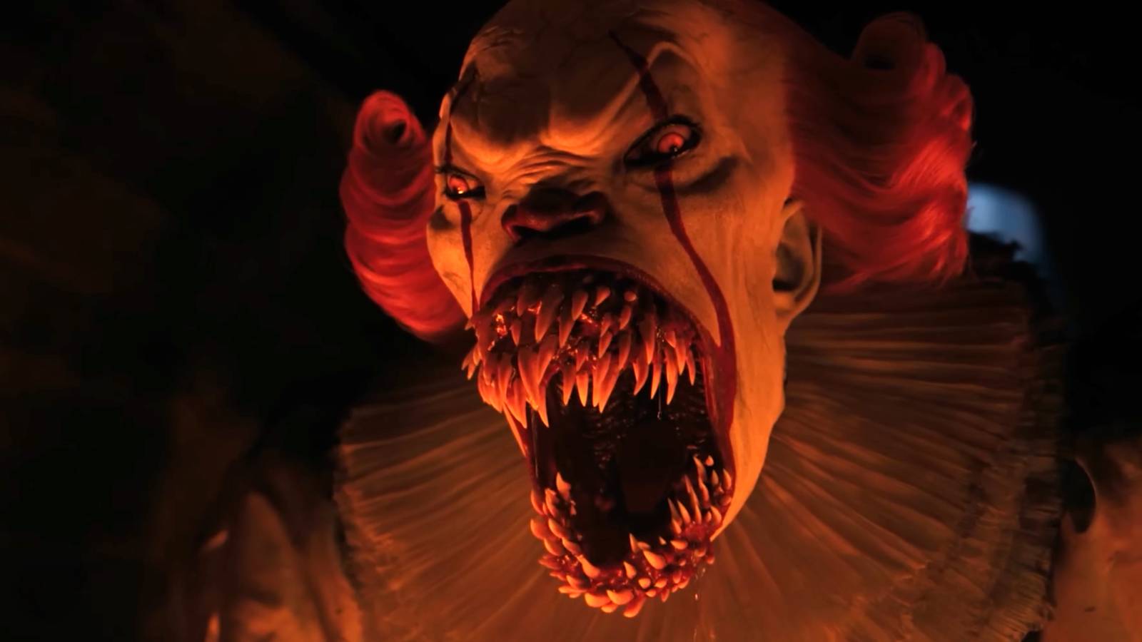 Bill Skarsgård's Pennywise with his monstrous mouth open in IT: Welcome to Derry episode 5