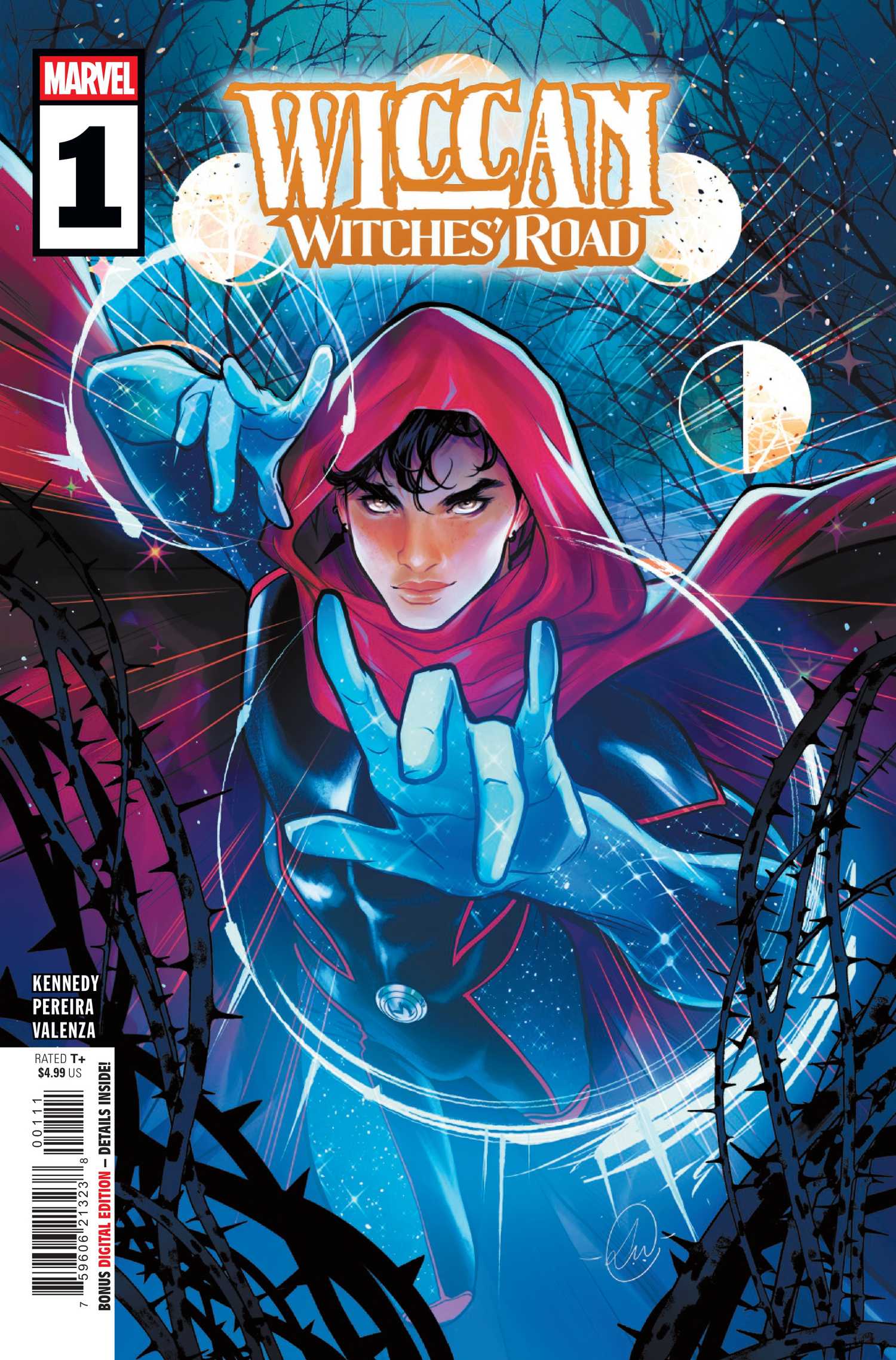 Billy Maximoff casts a blue spell from his hands in Wiccan Witches' Road #1 cover