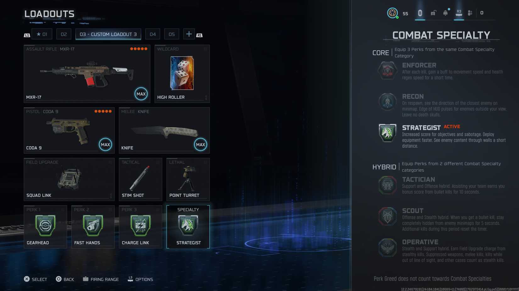Black Ops 7 menu screenshot showing which perks to use with the MXR-17.