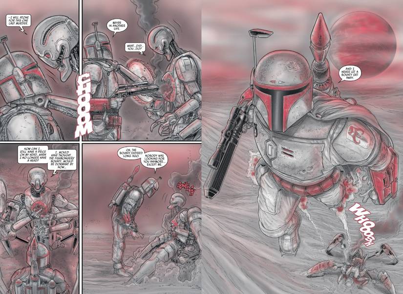 Boba Fett Kills Corm Vargon in Boba Fett Black, White, & Red #3
