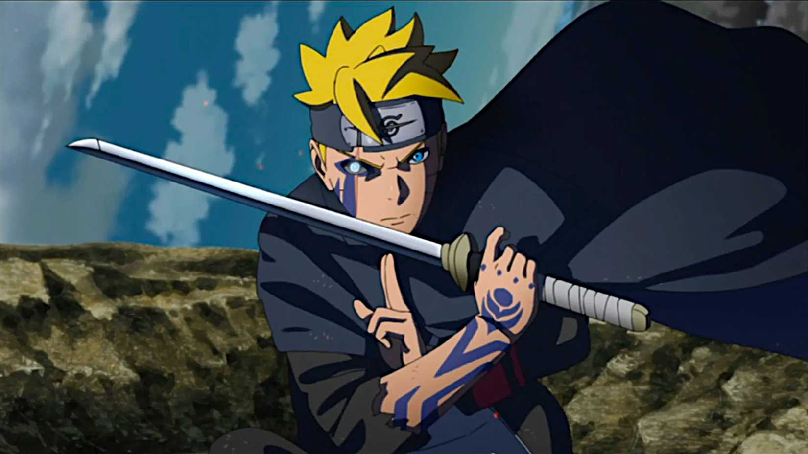 Boruto wielding Sasuke's sword in the anime