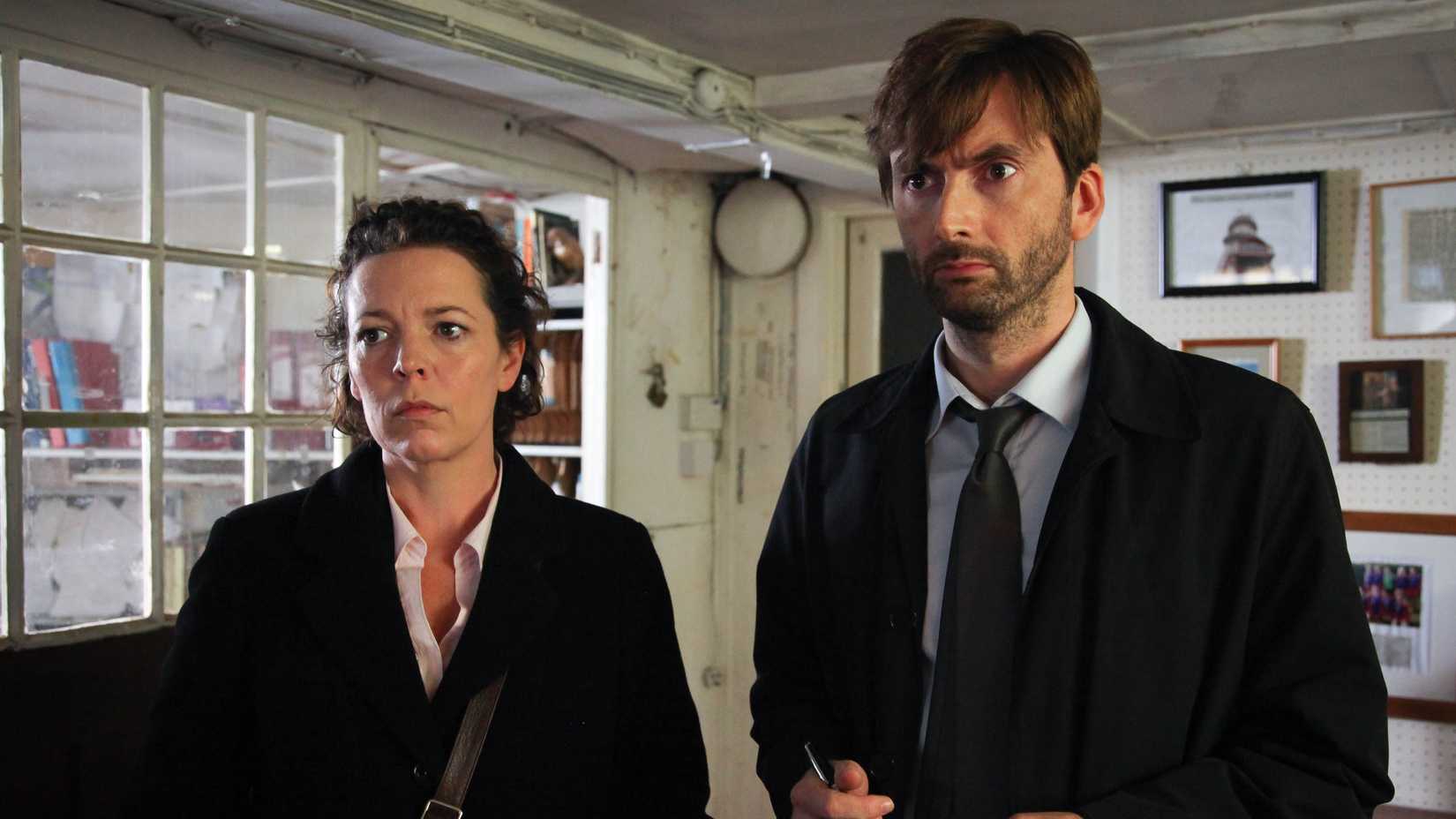 Ellie (Olivia Colman) e Alec (David Tennant) em Broadchurch.