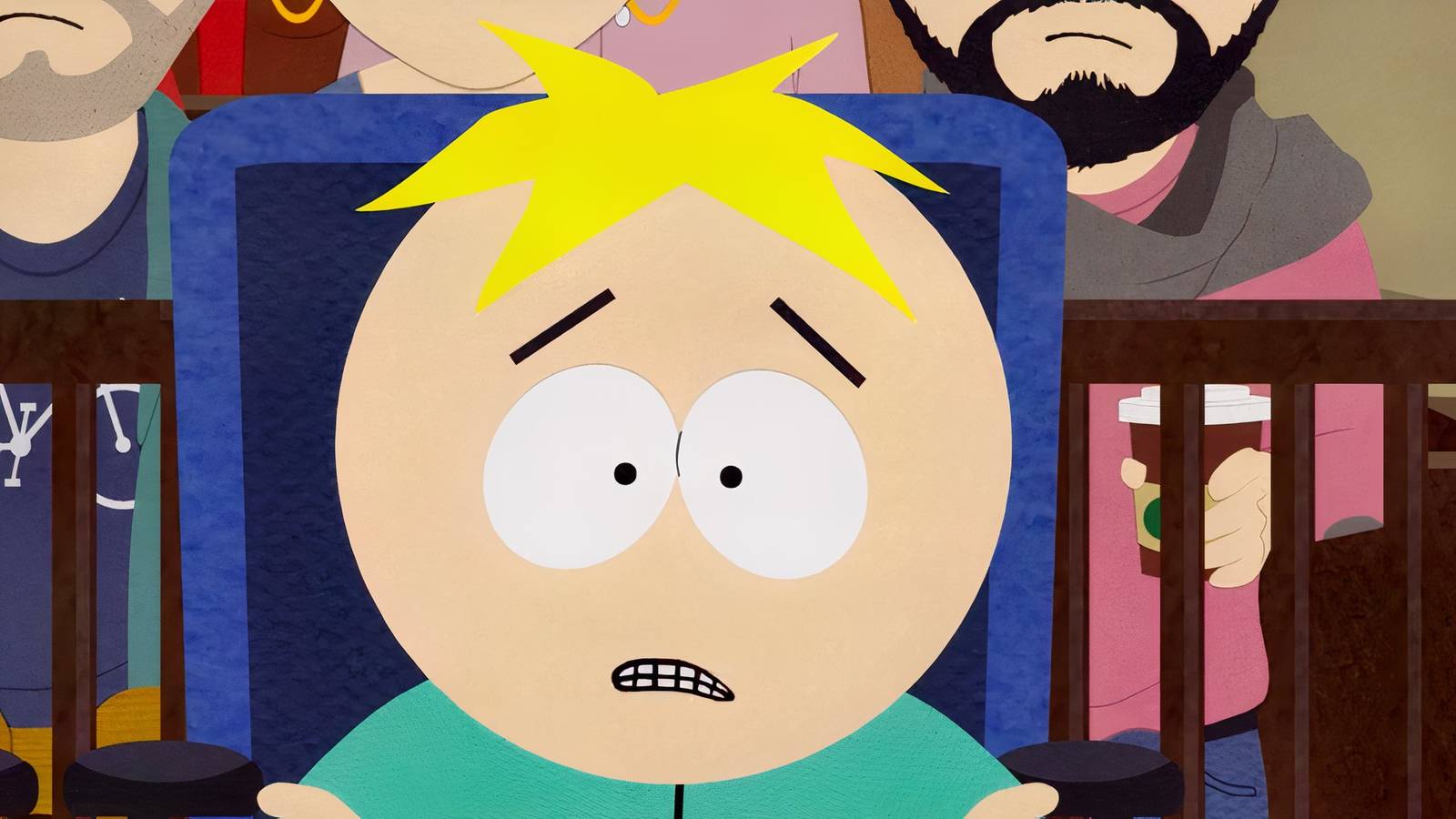 Butters looks panicked in court from South Park season 28