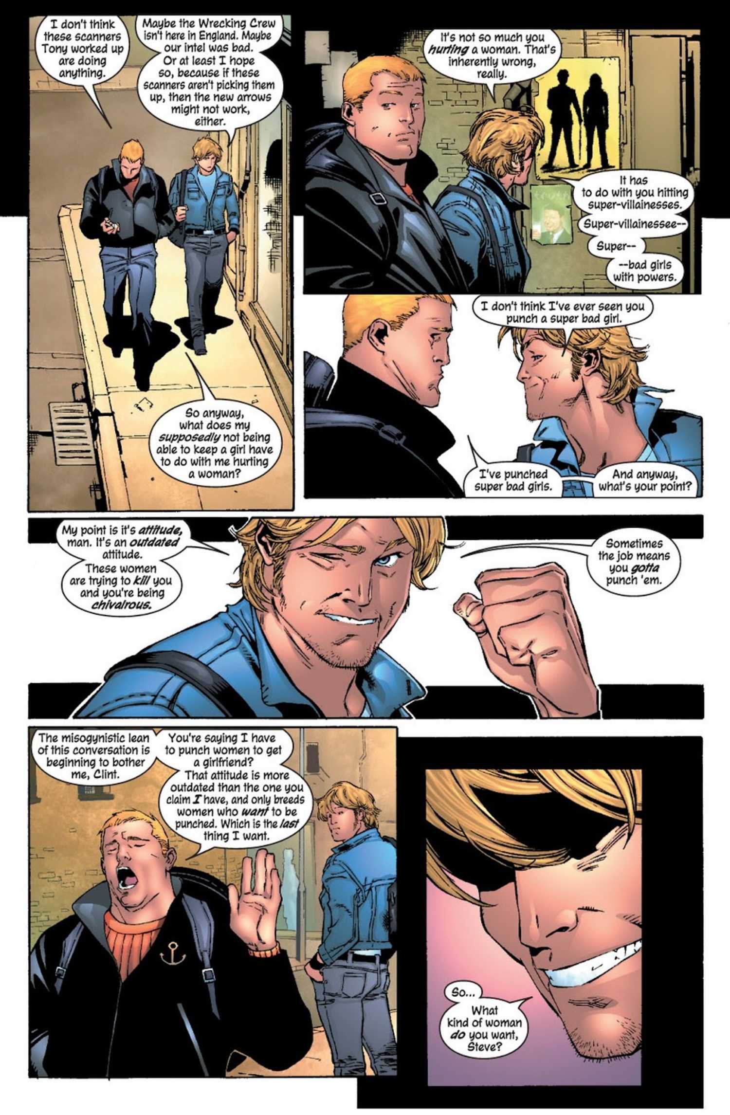 captain america and hawkeye debate misogyny in avengers