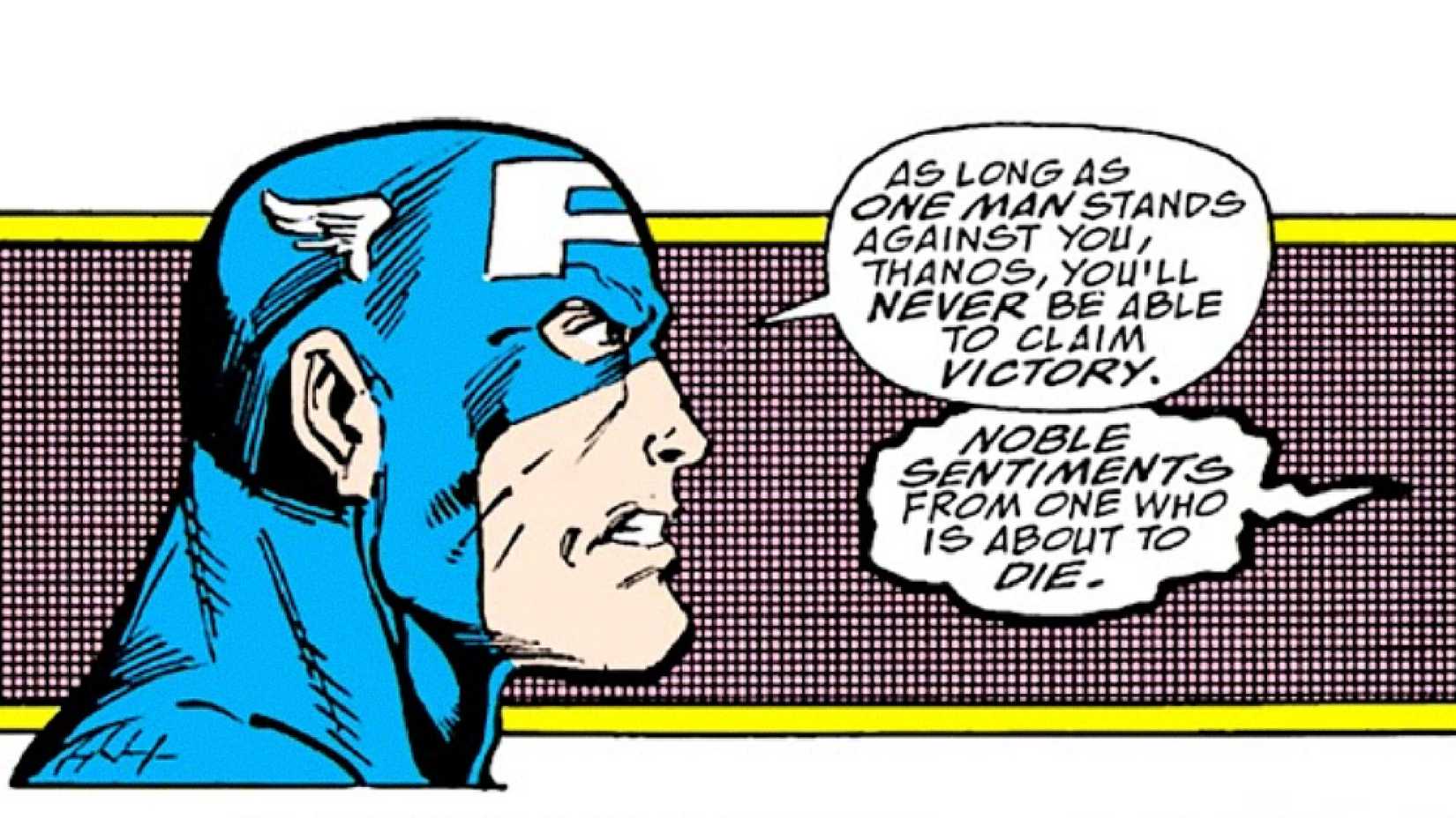 Captain America takes a stand against Thanos in The Infinity Gauntlet #4