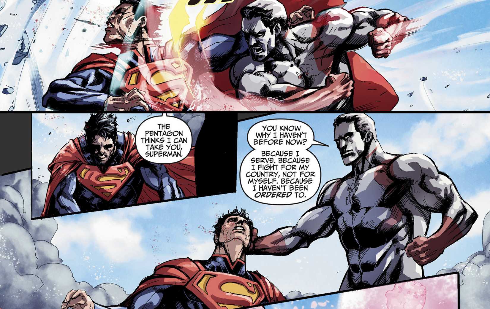 Captain Atom Beats Superman in Injustice Comic Art