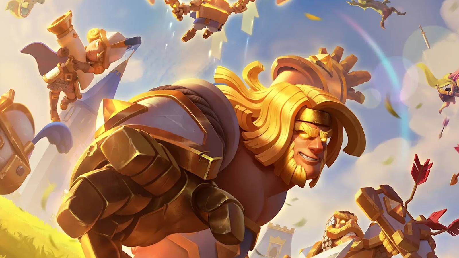 Clash of Clans December update characters posing with hand reaching out of picture