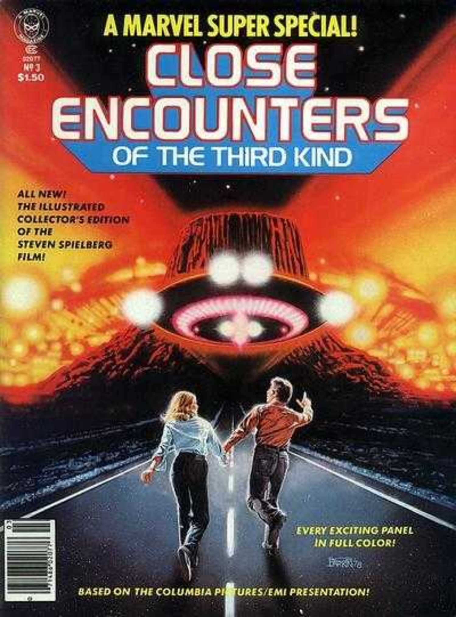 Close Encouners of the Third Kind Matvel cover, human teens chasing a starship