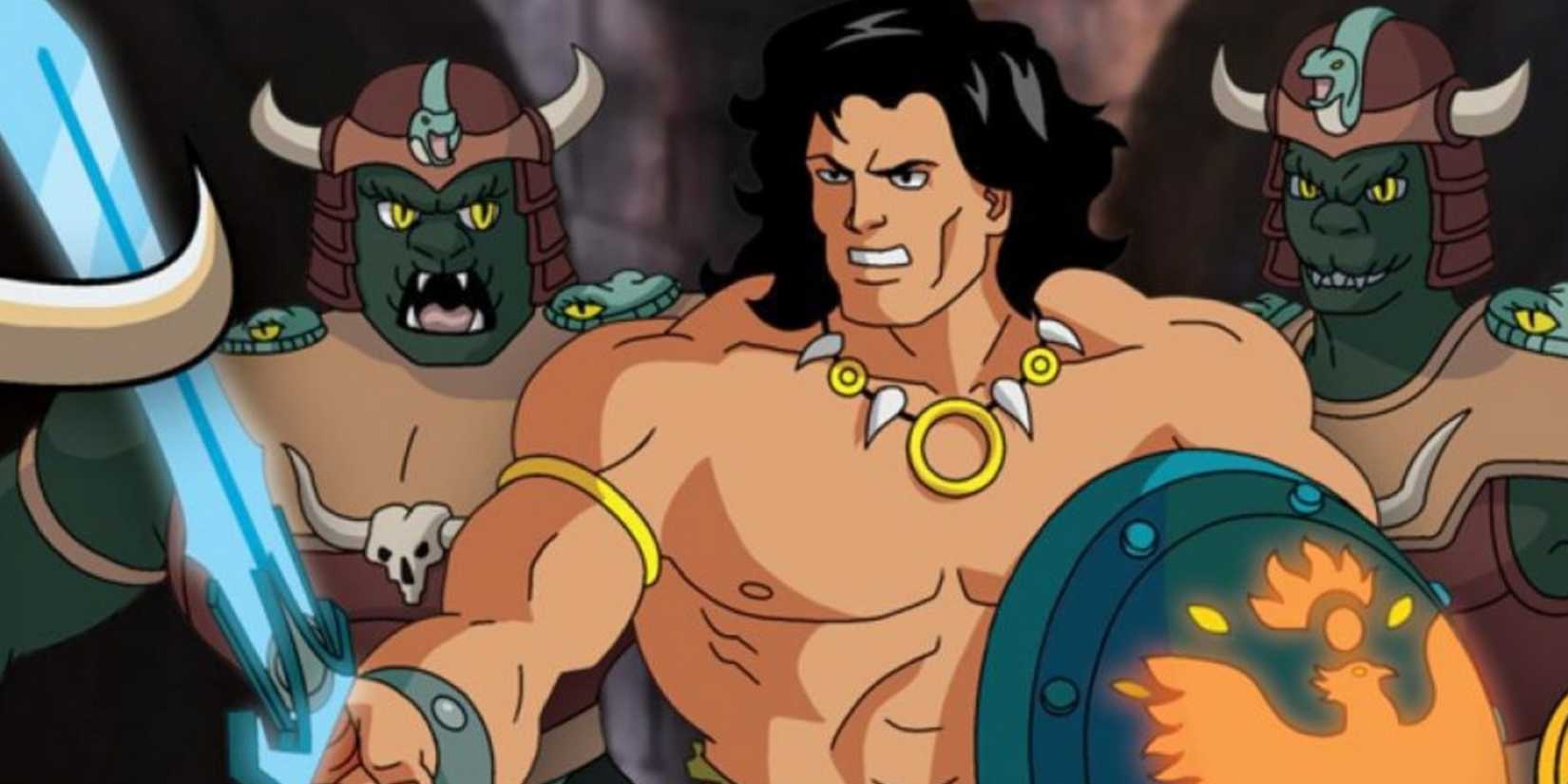 Conan lutando contra homens-serpente em Conan the Adventurer