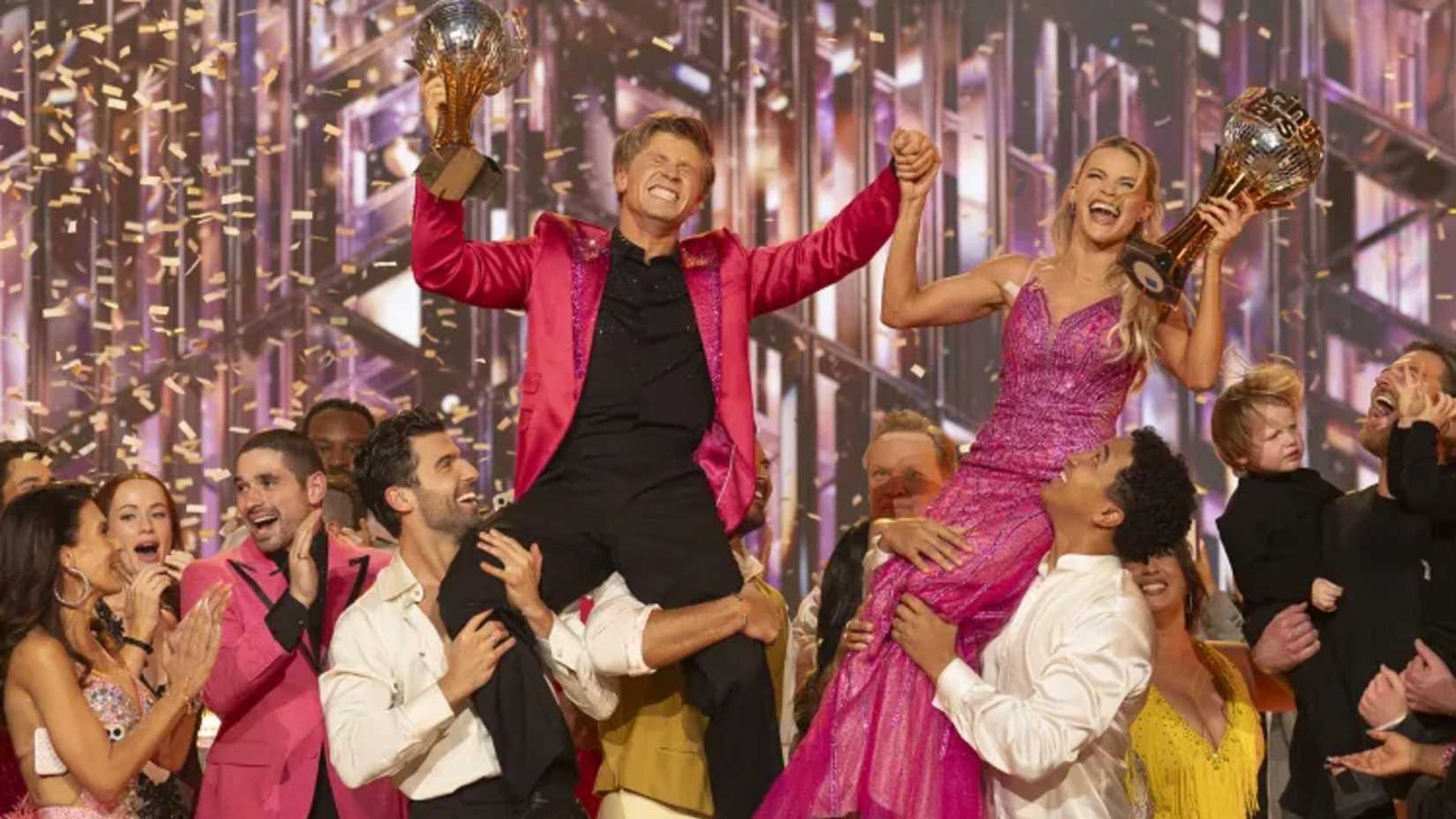 Dancing With The Stars' Season 34 Winners Robert Irwin and Witney Carson With Their Mirrorball Trophies