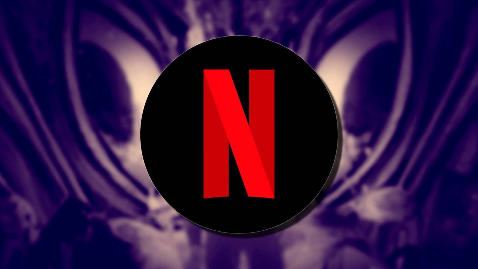 Netflix's logo floats over a purple promo image from the anime Dandadan