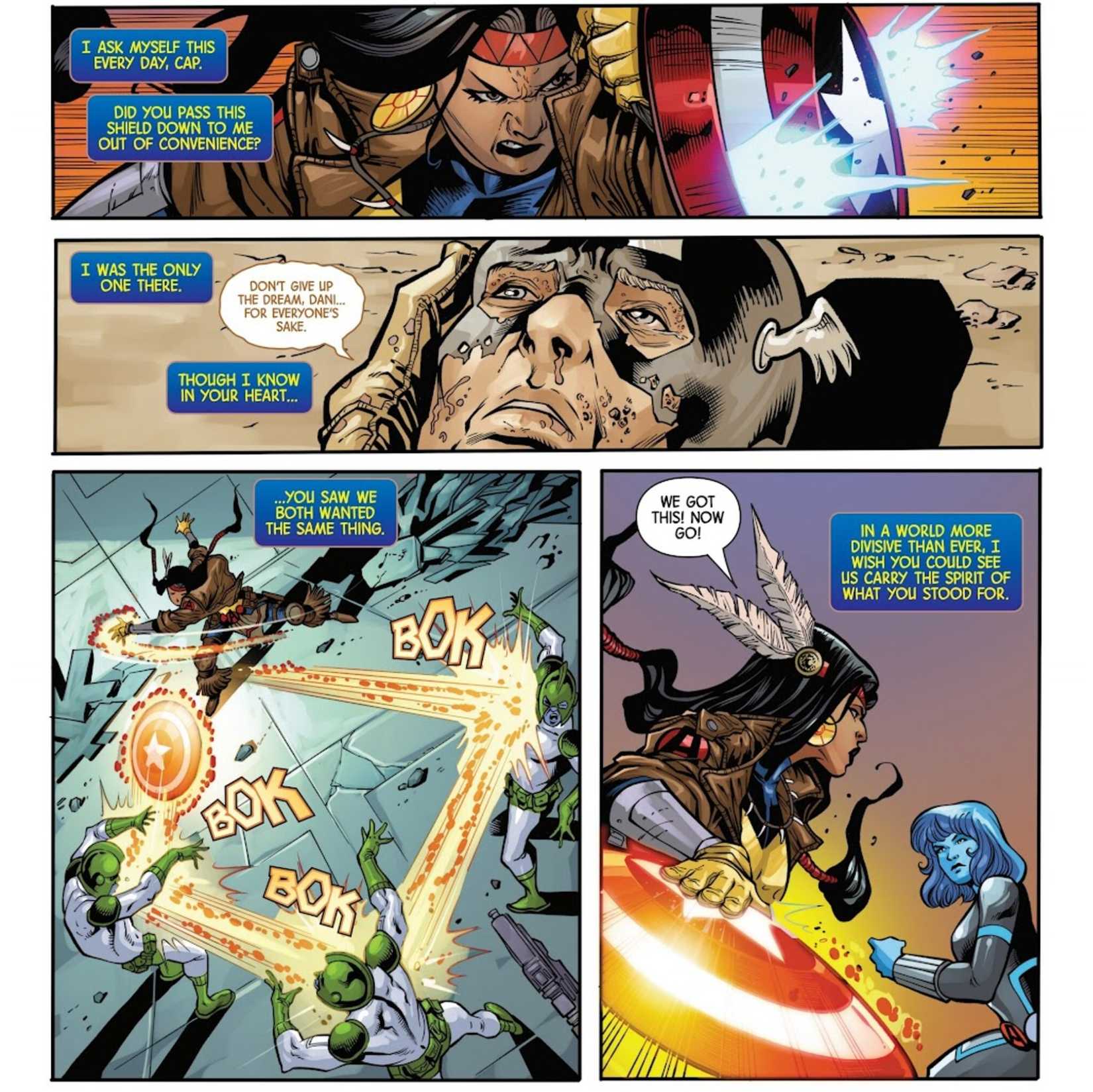 dani moonstar charges captain america's shield with psionic energy