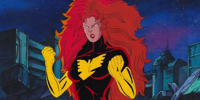 dark phoenix with her fists raised in x men the animated series