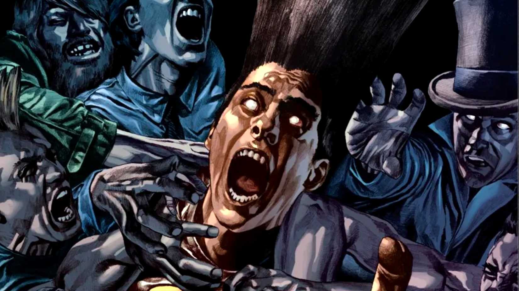 David Haller aka Legion screams while attacked by zombies