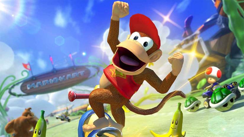 Diddy Kong and Inkstriker in Mario Kart 8
