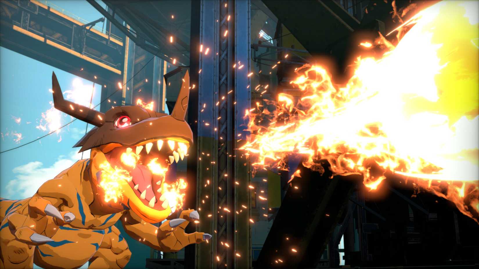 Digimon Story Time Stranger digimon attacking with fire