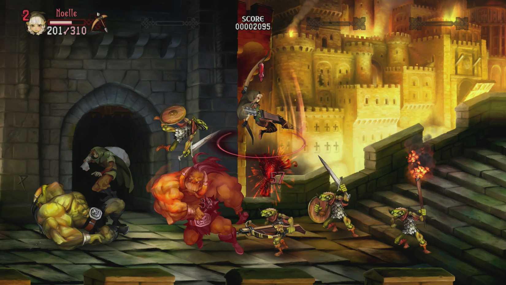 Dragon's Crown screenshot of character fighting monsters