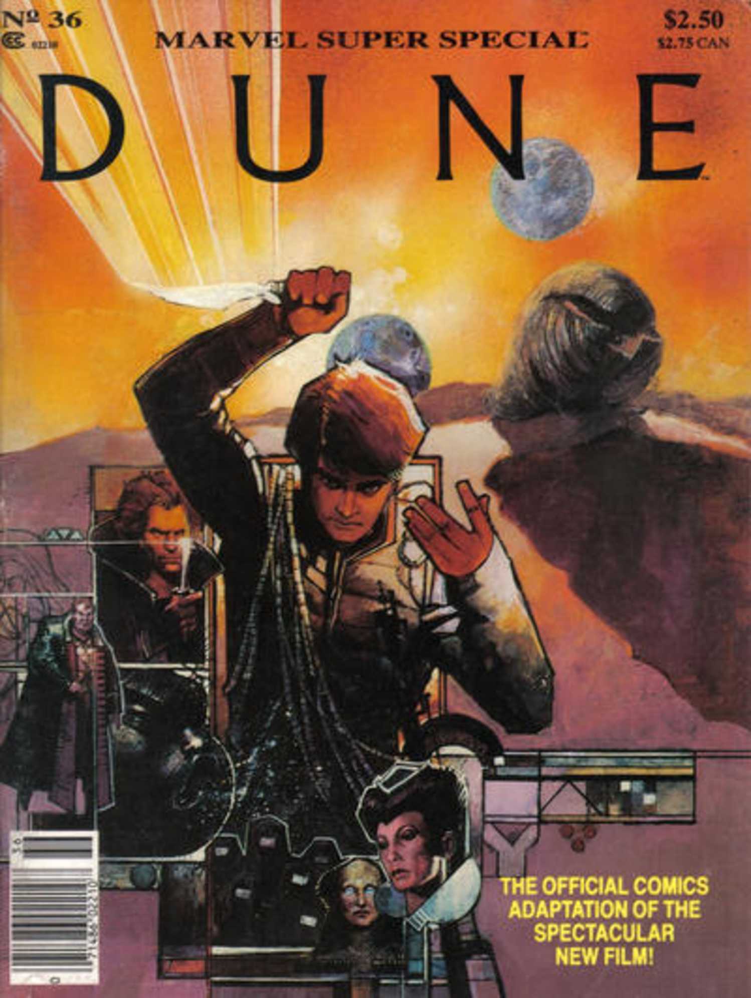 Dune Marvel Comics adaptation cover, Paul Atreides raising his crystknife