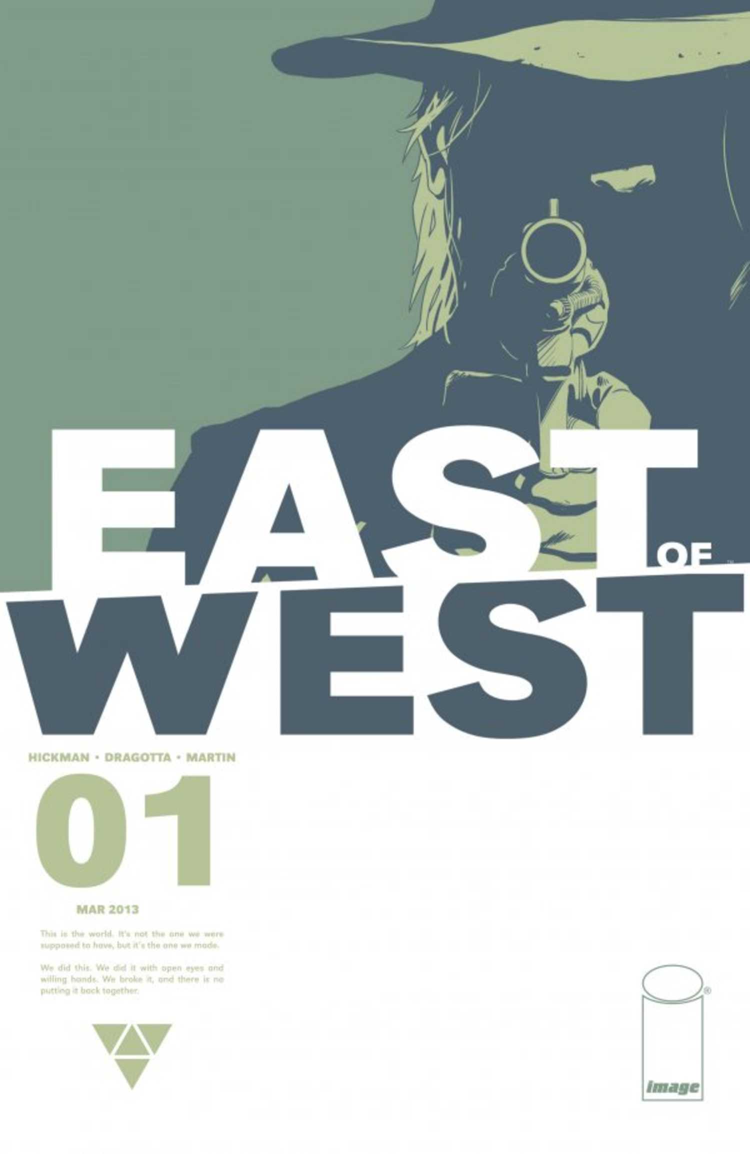 East of West #1 cover, featuring the silhouette of a gunslinger