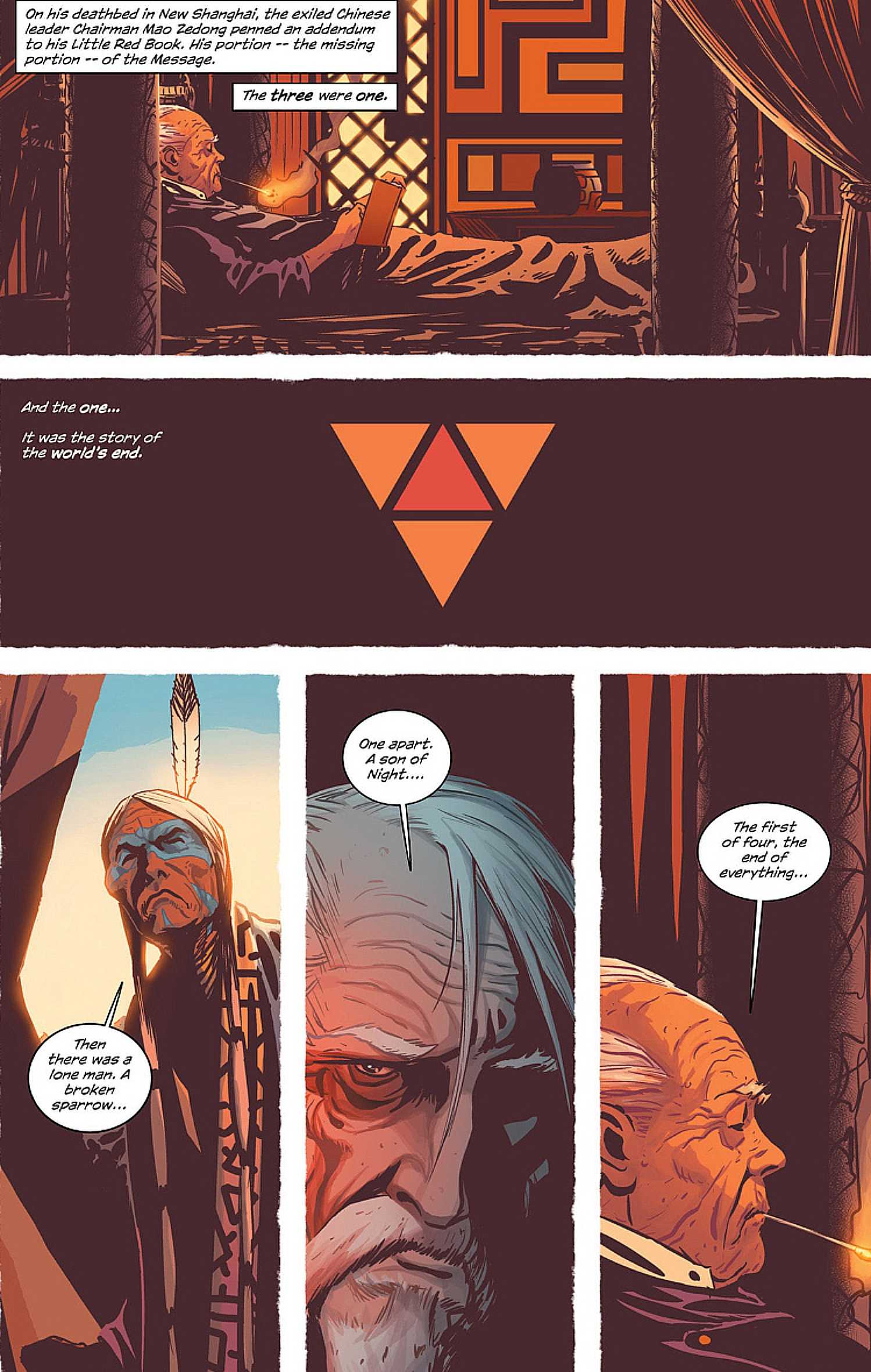 East of West #1, fragments of the prophecy spoken by different characters