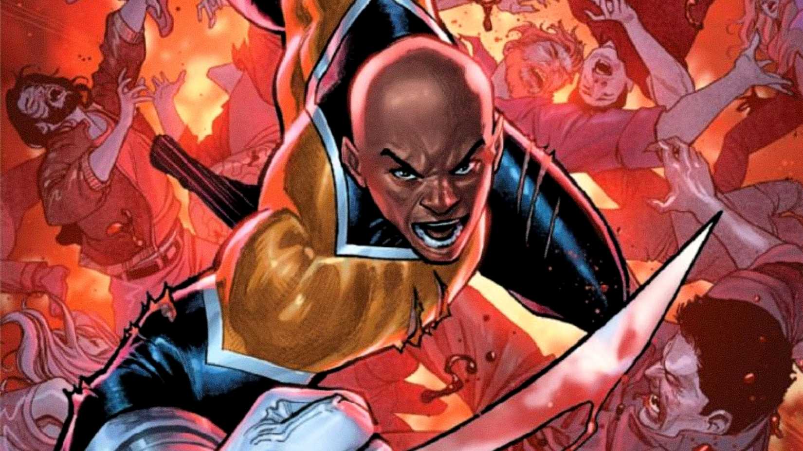 Everett Thomas aka Synch slices through a group of enemies with claws on his hands