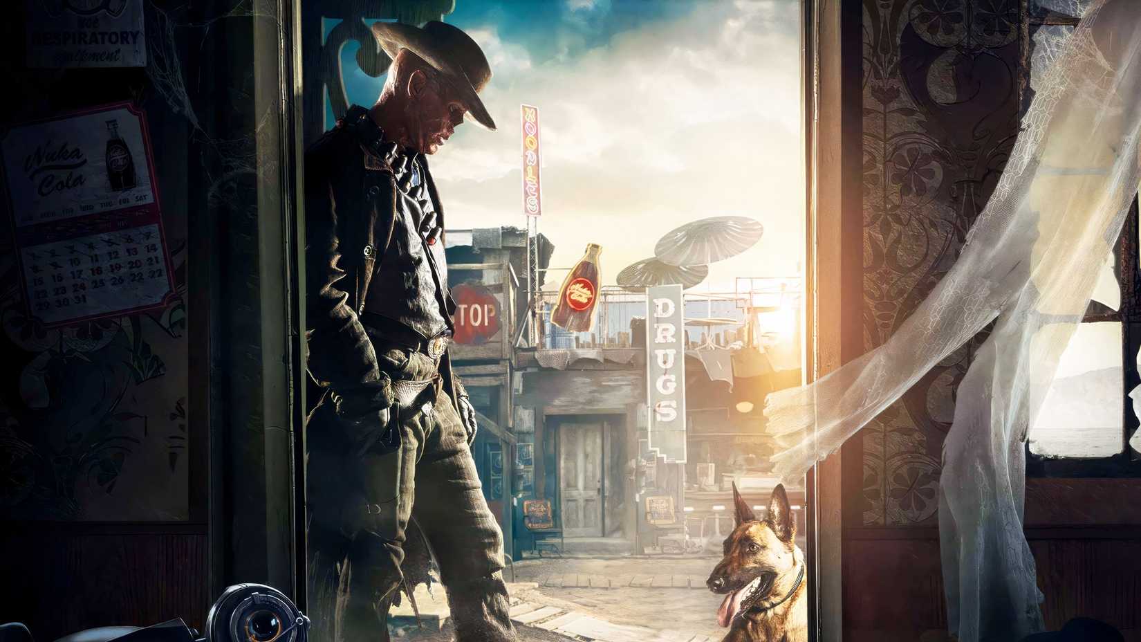 The Ghoul and Dogmeat in Freeside in Fallout